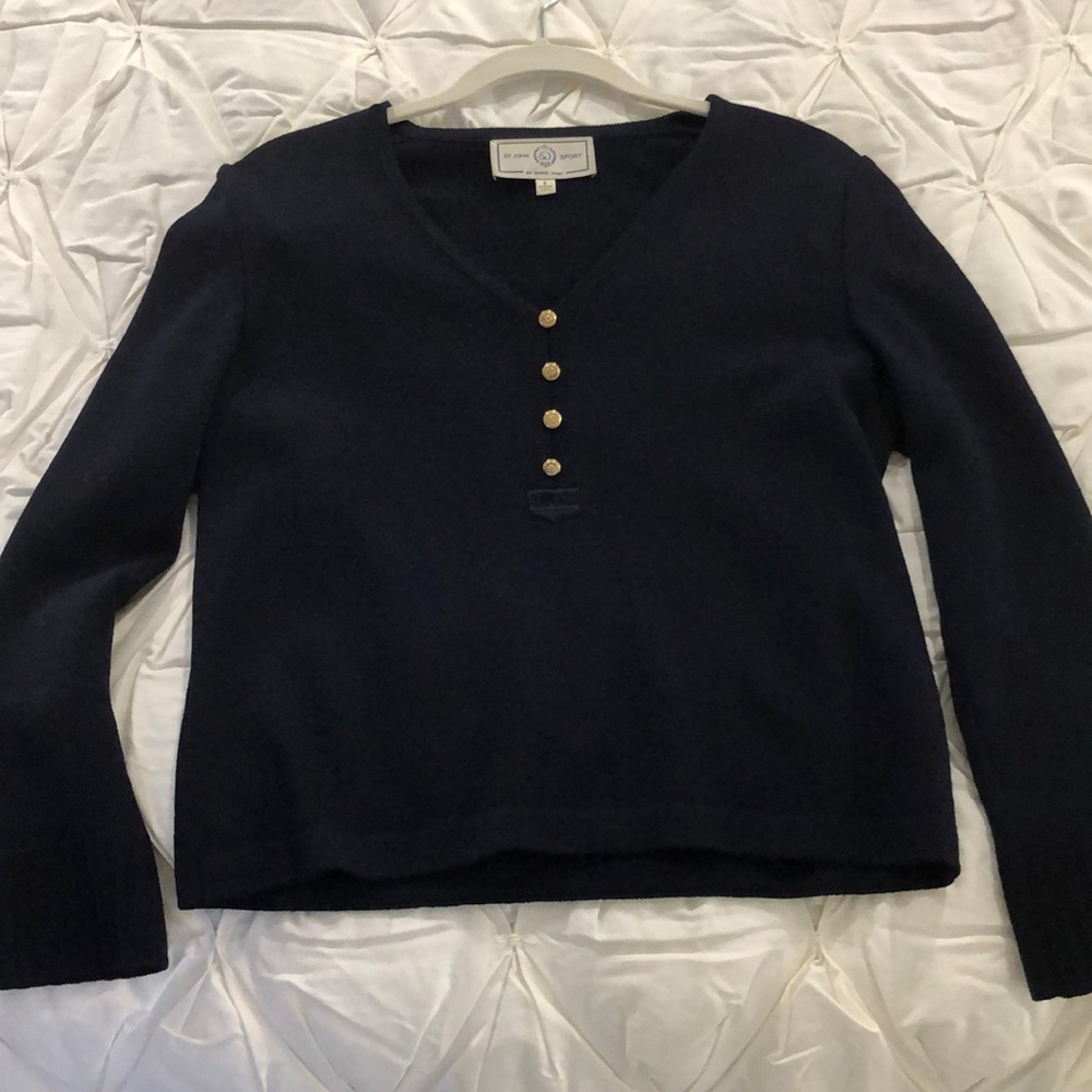 St John Sport by Marie Gray Navy Top Long Sleeve